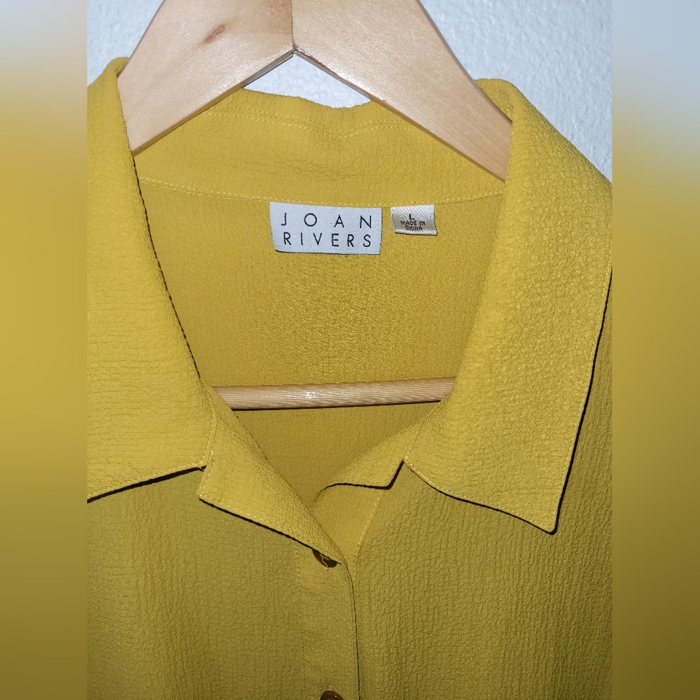 (2)Joan Rivers Tunic Sleeveless Crepe Gauze Pink Yellow Large Stretch Shirt Top - Picture 12 of 15